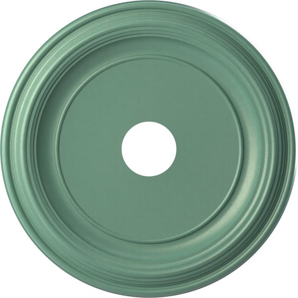 Ekena Millwork Traditional PVC Medallion (Canopies up to 11 1/2"), 19"OD x 3 1/2"ID x 1 1/2"P, Metallic Sea Mist CMP19TRFSM - main